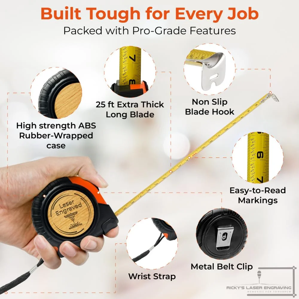 متر نواری 7.5 متری - متر نواری سفارشی - هدیه ای متفکرانه با علائم خوانا - متر نواری 7.5 متری برای کارهای دستی، ساخت و ساز و صنایع دستی (ساقدوش داماد)