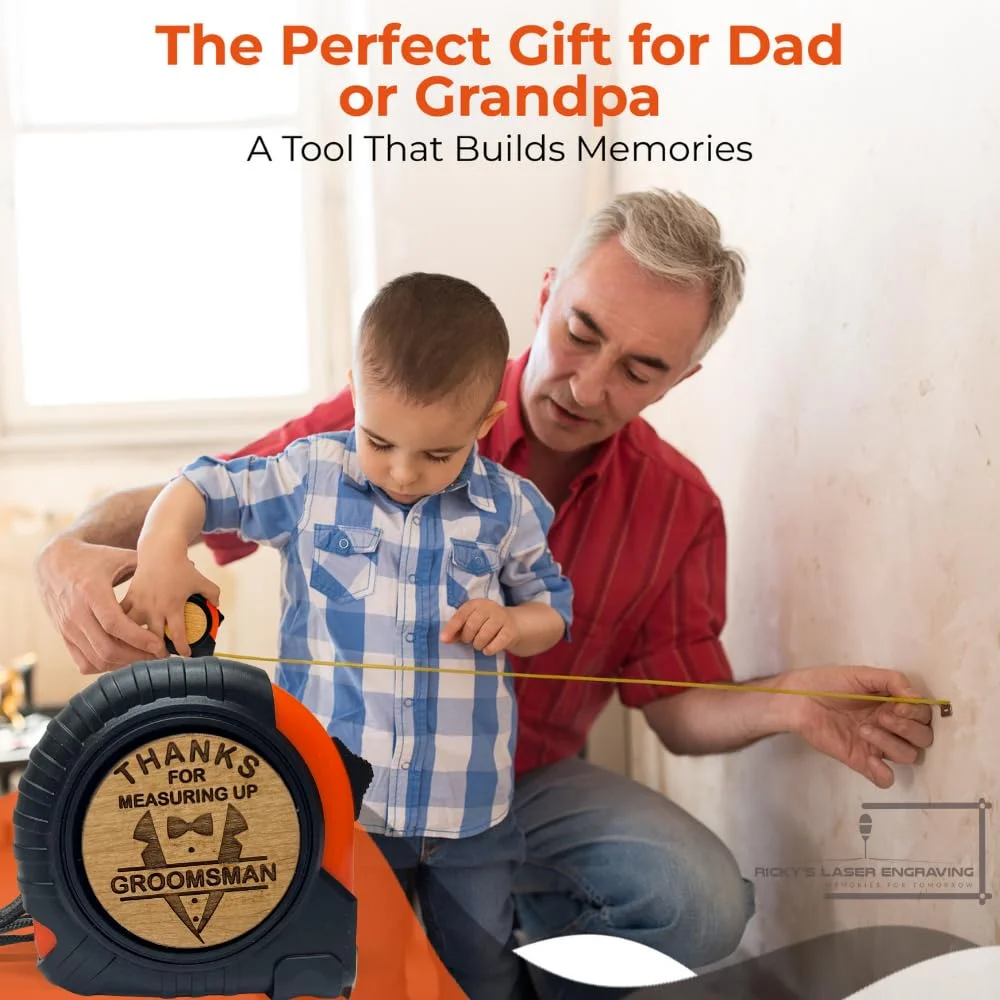 متر نواری 7.5 متری - متر نواری سفارشی - هدیه ای متفکرانه با علائم خوانا - متر نواری 7.5 متری برای کارهای دستی، ساخت و ساز و صنایع دستی (ساقدوش داماد)