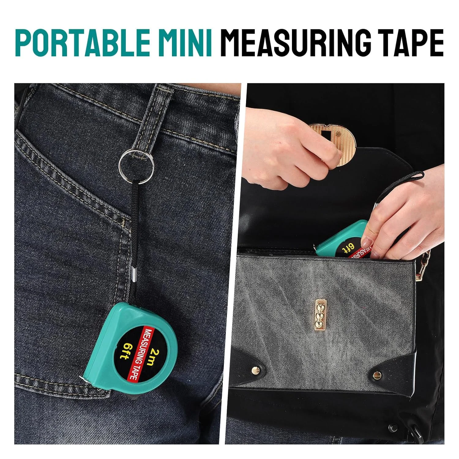 50 عدد متر نواری کوچک 1.8 متری جمع شونده، ابزار اندازه گیری جیبی کوچک برای هدایا و مهمانی ها (سبز آبی)