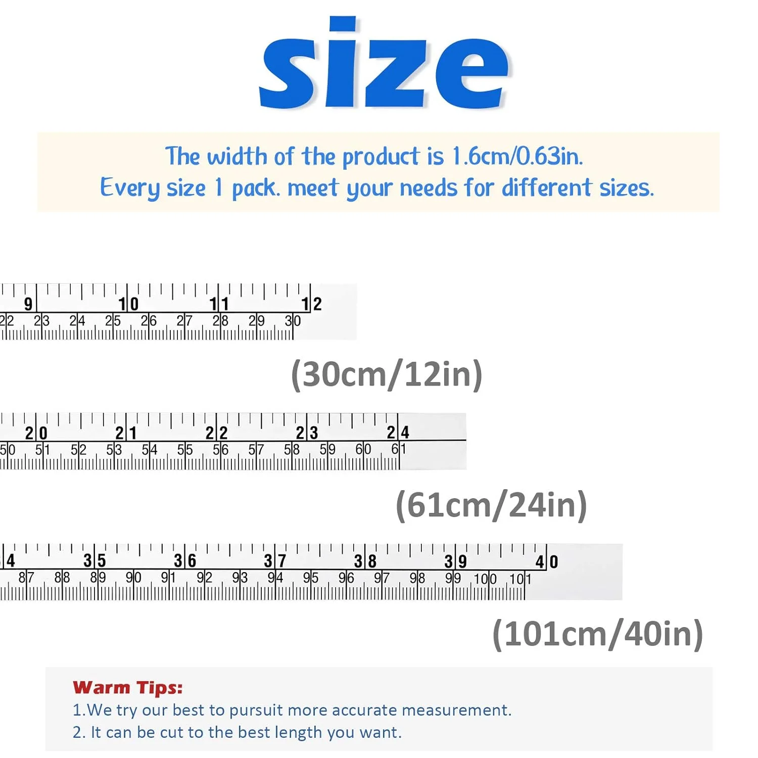 نوار اندازه گیری چسبی زونون 3 عددی، خط کش میز کار با پشت چسبی، نوار اندازه گیری دو مقیاسی برای کار، نجاری، میز طراحی (101 سانتی متر، 61 سانتی متر، 30 سانتی متر)