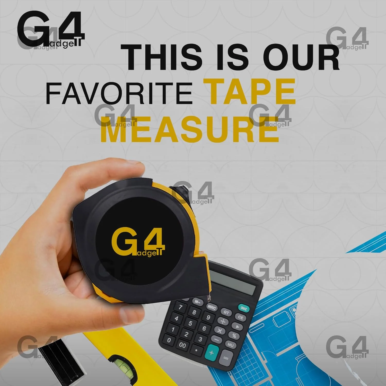 متر نواری جمع شونده 5 متری G4GADGET با قفل گریپ، اندازه گیری متریک (سیاه زرد)