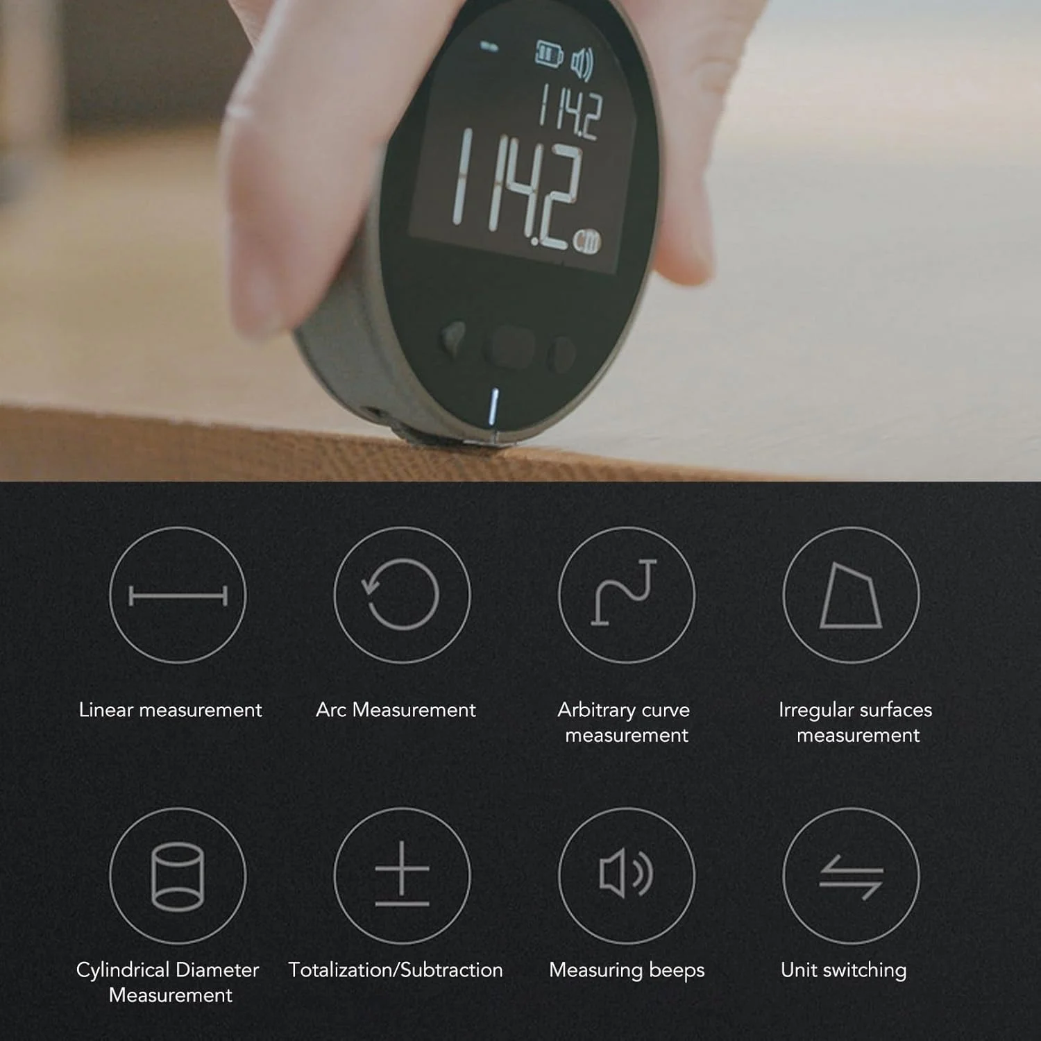 متر نواری دیجیتال الکترونیکی Goshyda 328FT، ابزار اندازه گیری هوشمند شارژی از راه دور، مسافت یاب دستی برای قطر منحنی مسطح شکل نامنظم، دقت بالا متر نواری دیجیتال الکترونیکی Goshyda 328FT، ابزار اندازه گیری هوشمند شارژی از راه دور، مسافت یاب دستی برای قطر منحنی مسطح شکل نامنظم، دقت بالا