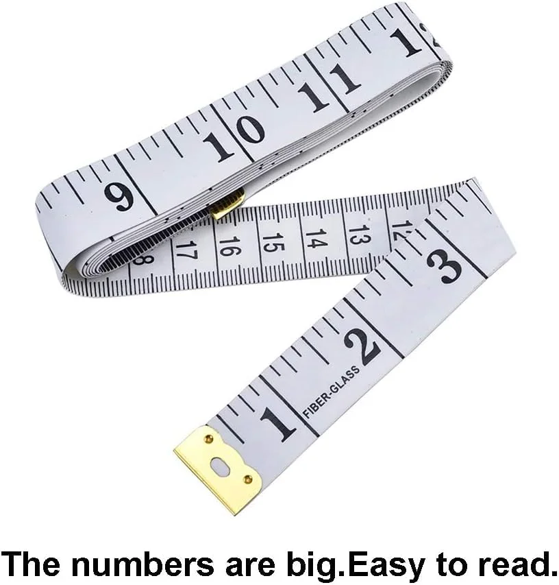 نوار اندازه گیری پارچه ای 3 عددی برای بدن 300 سانتی متر، نوار اندازه گیری نرم دو طرفه متریک اینچی برای خیاطی، سفید