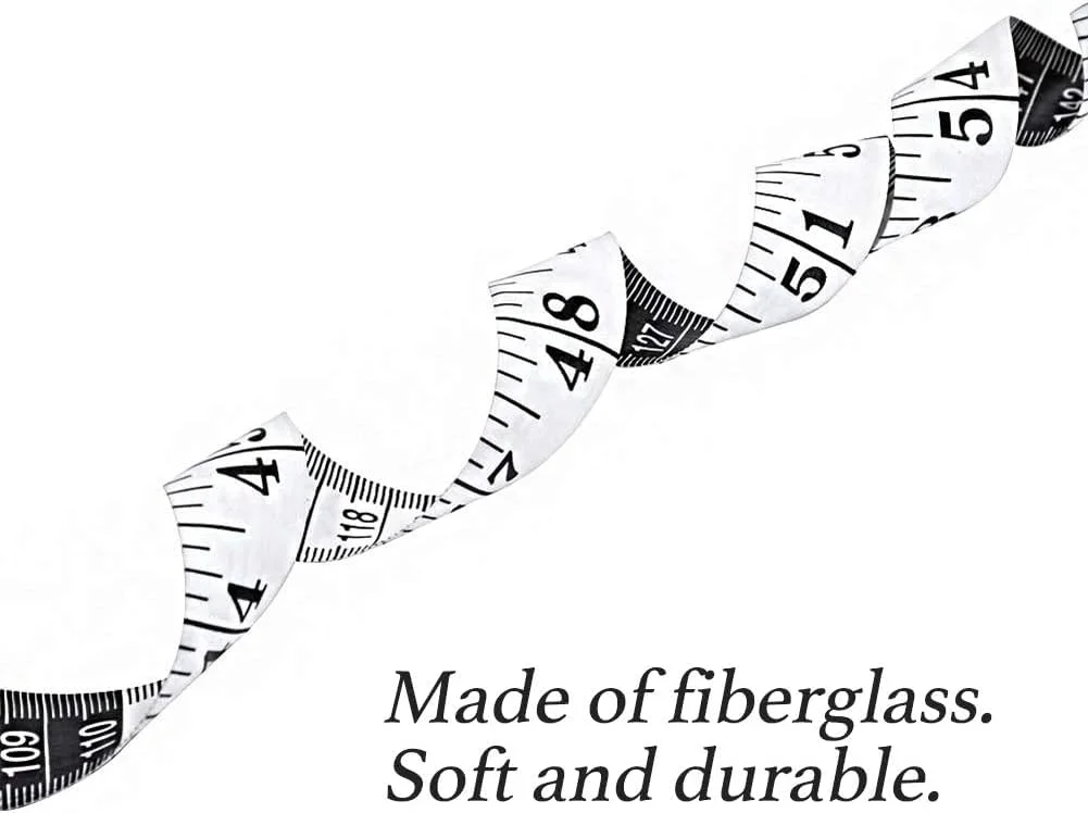 نوار اندازه گیری پارچه ای 3 عددی برای بدن 300 سانتی متر، نوار اندازه گیری نرم دو طرفه متریک اینچی برای خیاطی، سفید