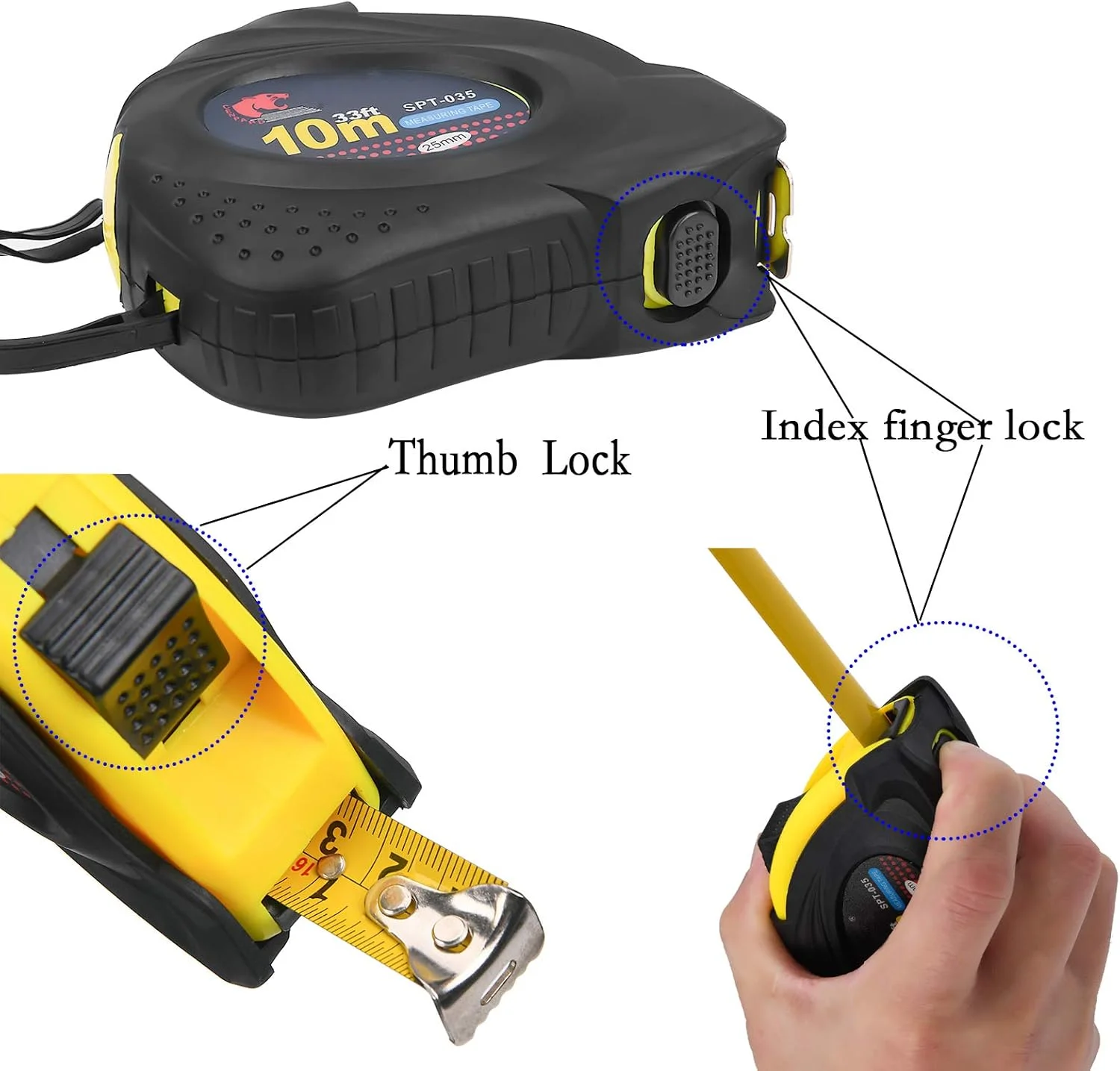 متر فلزی Lulonpon، 10 متر/32 فوت، متر نواری، متریک و اینچی، متر کوتاه، خط کش جیبی، ابزار اندازه گیری صنعتی (10 متر/32 فوت)