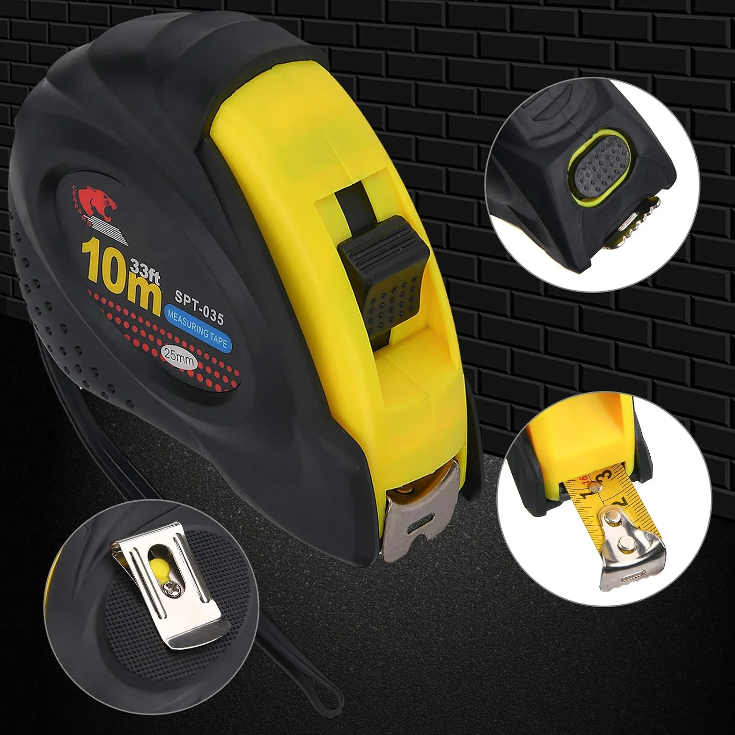 متر فلزی Lulonpon، 10 متر/32 فوت، متر نواری، متریک و اینچی، متر کوتاه، خط کش جیبی، ابزار اندازه گیری صنعتی (10 متر/32 فوت)