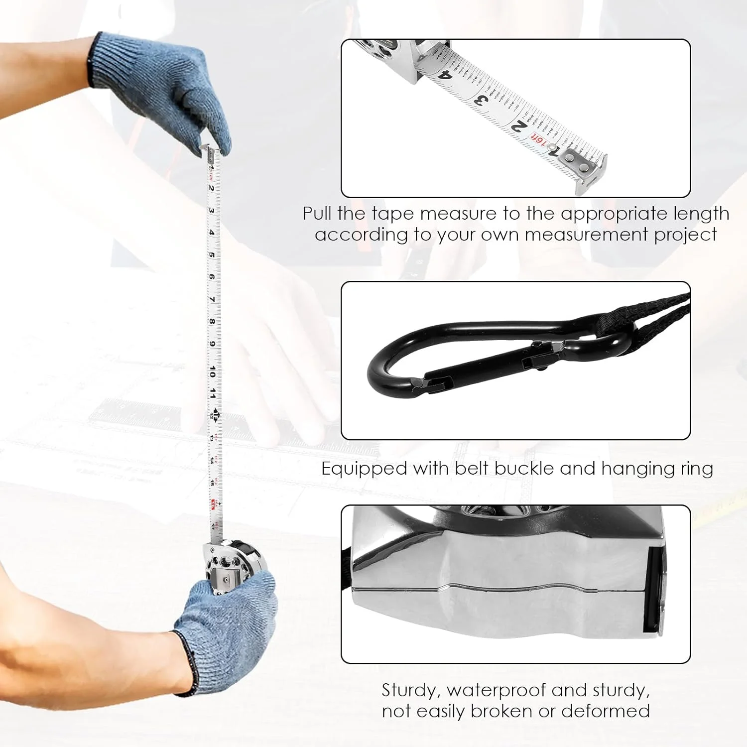 متر نواری استیل، متر اندازه گیری استیل با مقیاس دو طرفه، خط کش متر نواری جمع شونده، نوارهای جمع شونده ضد آب با طراحی توخالی برای نجاری خانگی (5 متر)
