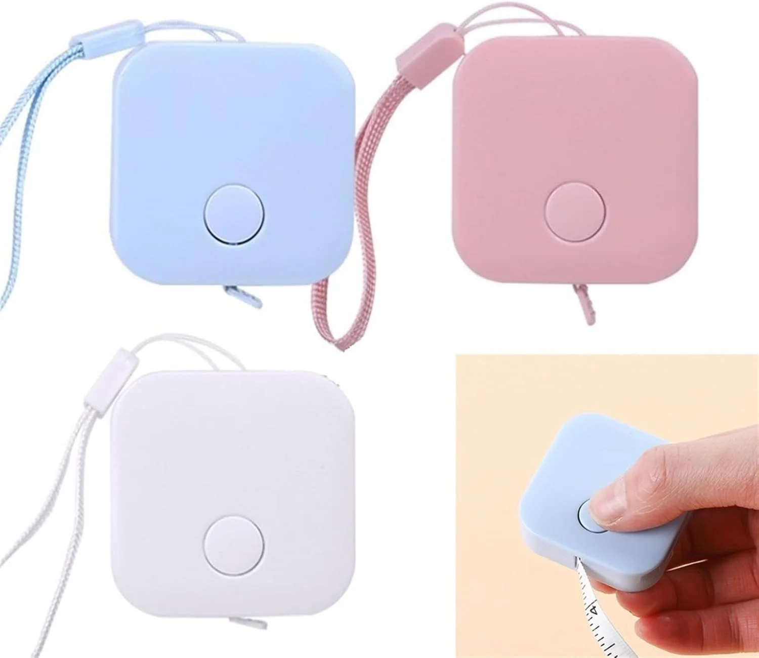 متر نواری جمع شونده برای اندازه گیری بدن، پارچه خیاطی، ابزار اندازه گیری (سفید)