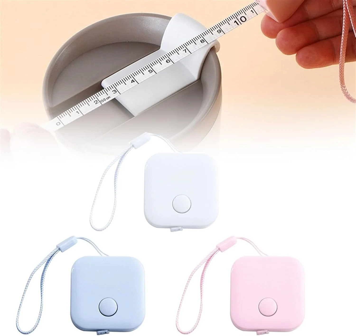 متر نواری جمع شونده برای اندازه گیری بدن، پارچه خیاطی، ابزار اندازه گیری (سفید)