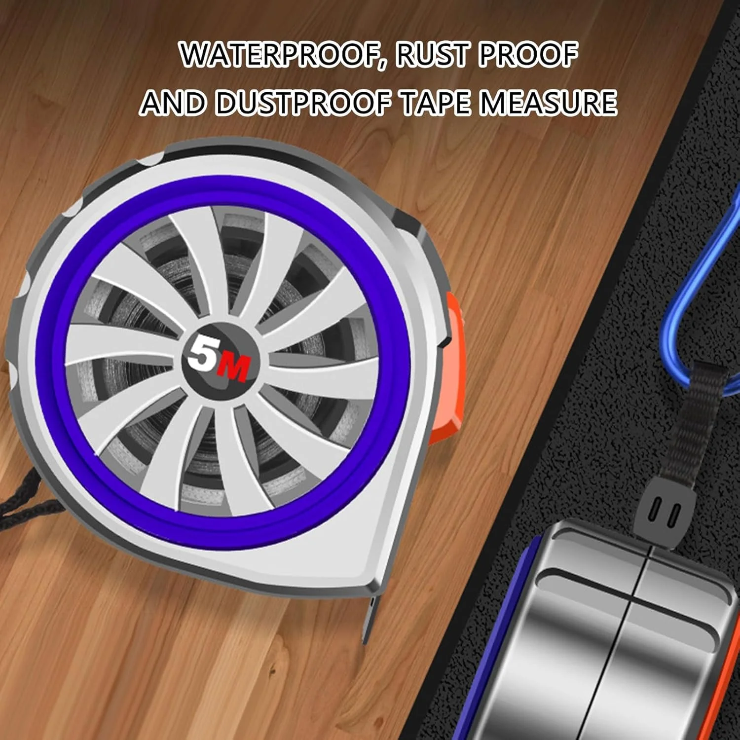 متر نواری جمع شونده استیل ضد زنگ با مقیاس متریک، مقاوم در برابر سایش و افتادن متر نواری جمع شونده استیل ضد زنگ با مقیاس متریک، مقاوم در برابر سایش و افتادن