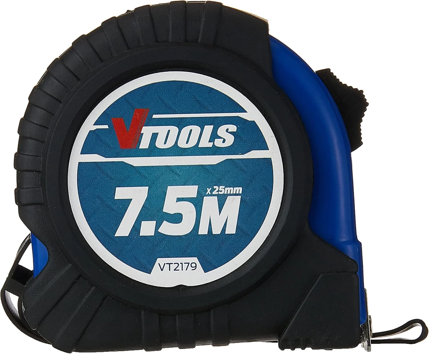 متر نواری 7.5 متری VTOOLS، ضخامت تیغه 1 میلی متر، متر نواری خود قفل شونده، خوانا، قلاب نوک مغناطیسی و بدنه ضد ضربه، VT2179