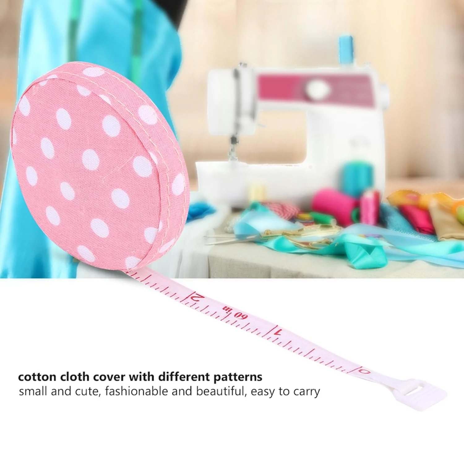 متر نواری جمع شونده 150 سانتی متری / 60 اینچی، متر نواری نرم بدنه، متر خیاطی دو مقیاسی برای پارچه بافی (پایه گل رز خال سفید)