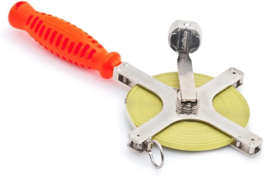 متر نواری روکش کروم لوفکین مدل Derrick C2276DN، 1/4 اینچ در 100 فوت، مشکی