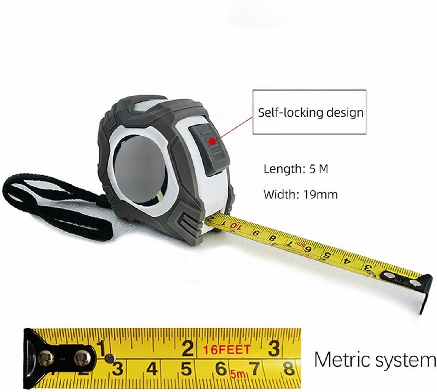 متر نواری WMGSDWB 5 متری، نوار اندازه گیری جمع شونده با واحد متریک، خط کش نرم با دقت بالا، ابزار اندازه گیری DIY، ابزار اندازه گیری فولادی قابل حمل