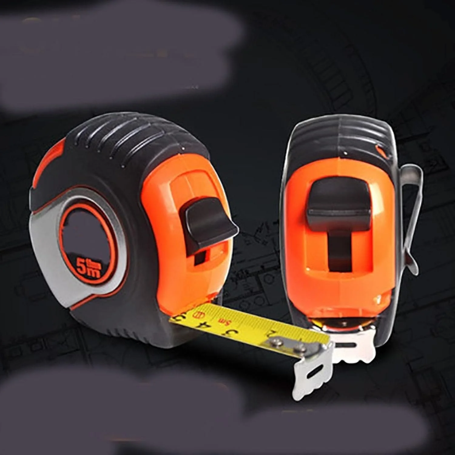 متر نواری WMGSDWB، نوار فولادی 5 متری 19 میلی متری، ابزار اندازه گیری خانگی، اندازه گیری با دقت بالا به همراه خط کش چوبی، ابزار DIY