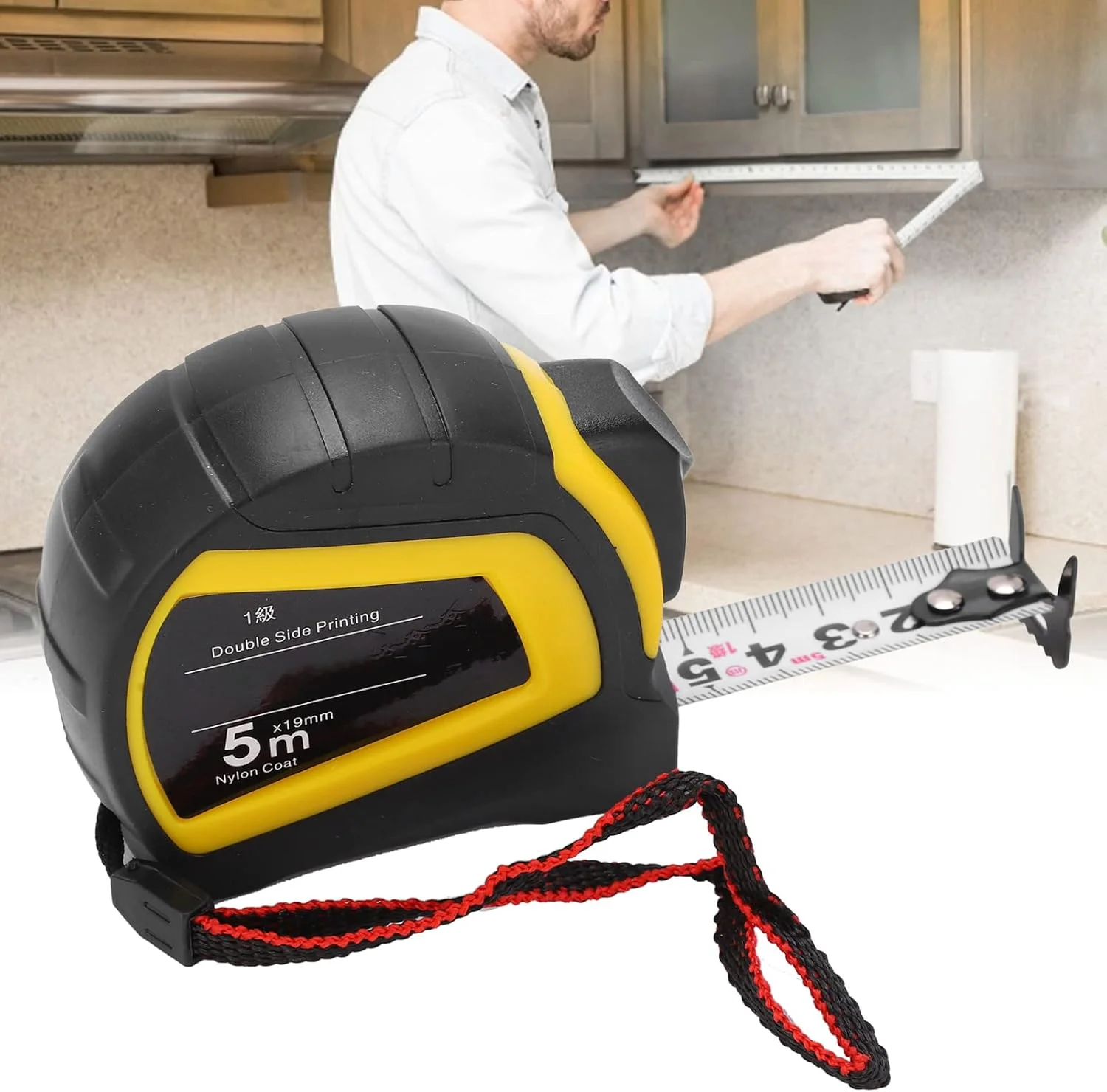 متر نواری سوراندی 5 متری، متر اندازه گیری اینچی و متریک برای ساخت و ساز، خط کش جیبی با روکش محافظ لاستیکی برای نقشه برداران، مهندسان، برقکاران، صنایع