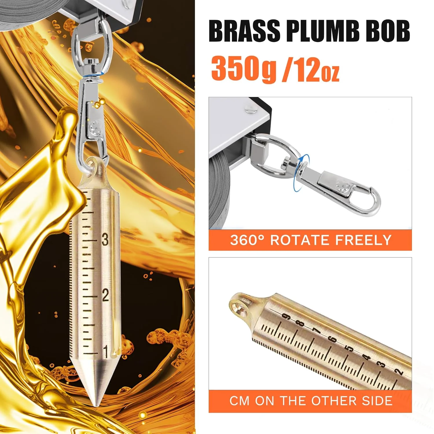 نوار اندازه گیری روغن، نوارهای اندازه گیری مخزن روغن ضد انفجار، نوار اندازه گیری فولادی ضد زنگ با دسته مشکی (15 متر / 49 فوت)