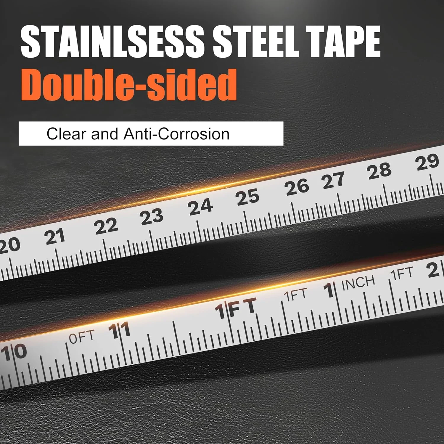 نوار اندازه گیری روغن، نوارهای اندازه گیری مخزن روغن ضد انفجار، نوار اندازه گیری فولادی ضد زنگ با دسته مشکی (15 متر / 49 فوت)