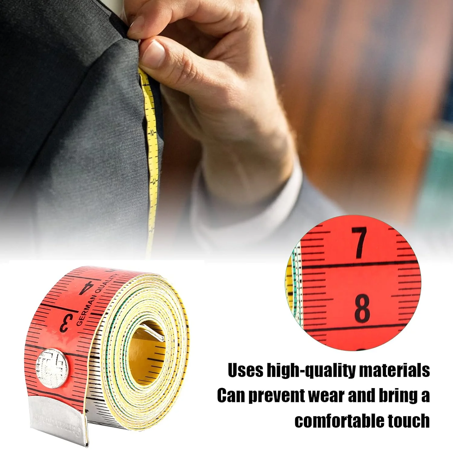 متر خیاطی نرم NDNCZDHC، خط کش پلاستیکی انعطاف پذیر 150 سانتی متری رنگی با سگک مخفی، مقیاس دوگانه استاندارد، خط کش نرم خیاطی