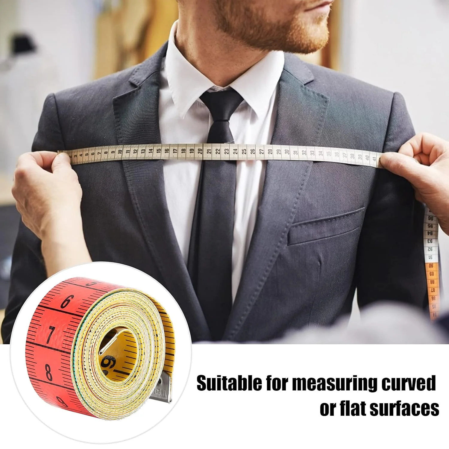 متر خیاطی نرم NDNCZDHC، خط کش پلاستیکی انعطاف پذیر 150 سانتی متری رنگی با سگک مخفی، مقیاس دوگانه استاندارد، خط کش نرم خیاطی