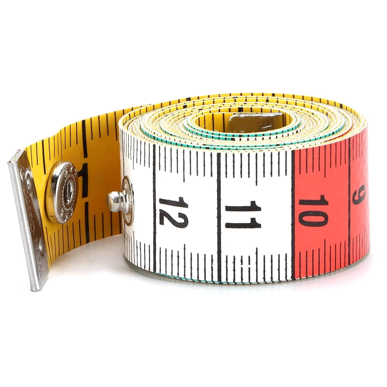 متر خیاطی نرم NDNCZDHC، خط کش پلاستیکی انعطاف پذیر 150 سانتی متری رنگی با سگک مخفی، مقیاس دوگانه استاندارد، خط کش نرم خیاطی