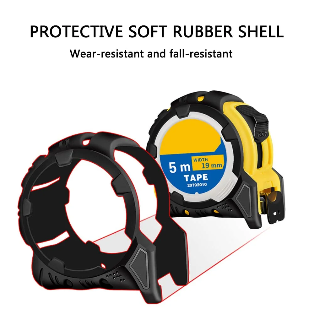 متر نواری 5 متری ORiTi با قفل جمع شونده و گیره کمربند، مقیاس اینچی/متریک، با روکش لاستیکی ضد ضربه، مناسب برای صاحبان خانه، برقکاران، نجاران، نقشه برداران و مهندسان