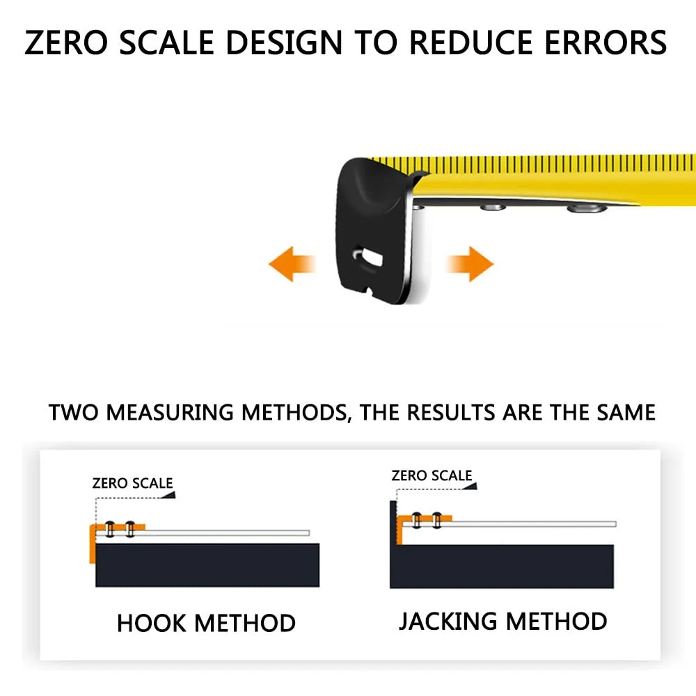 متر نواری 5 متری ORiTi با قفل جمع شونده و گیره کمربند، مقیاس اینچی/متریک، با روکش لاستیکی ضد ضربه، مناسب برای صاحبان خانه، برقکاران، نجاران، نقشه برداران و مهندسان