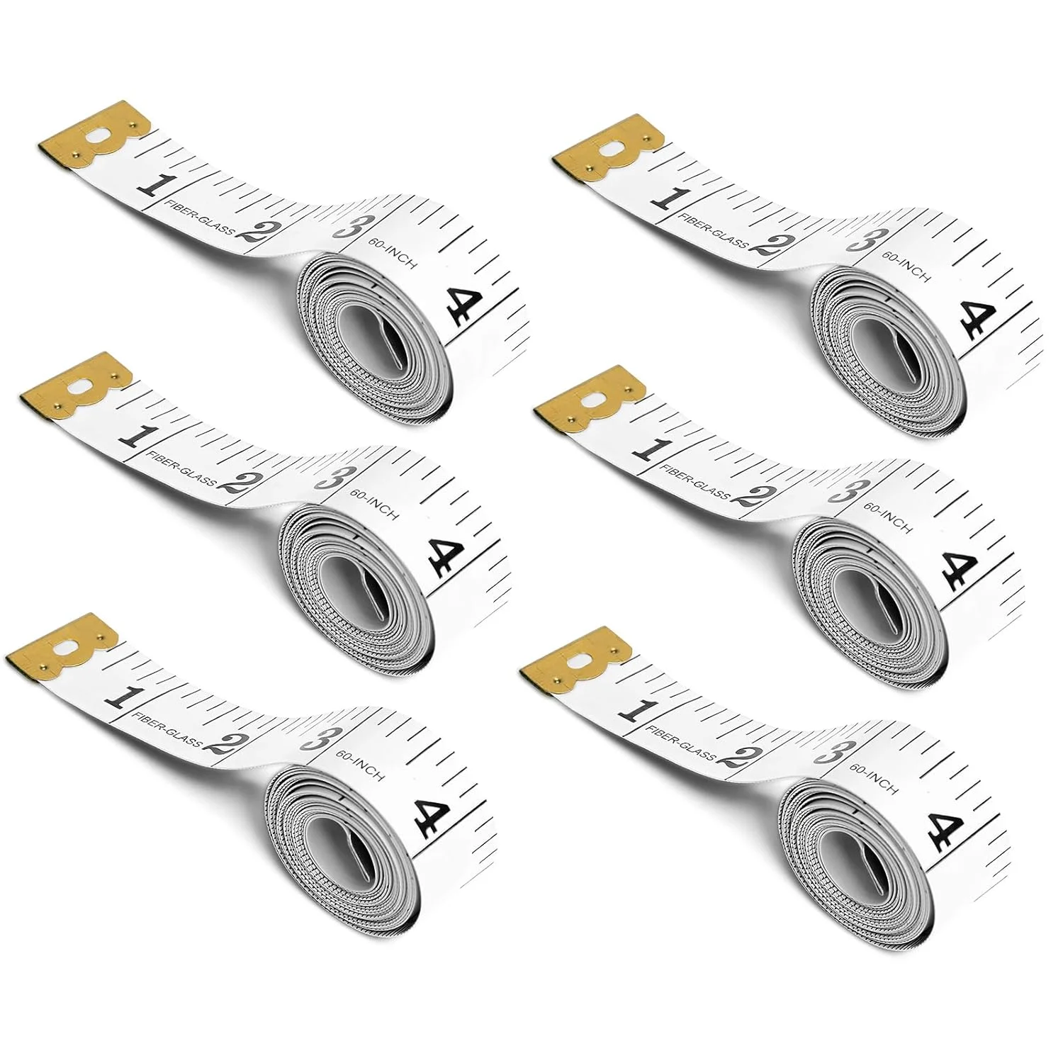 6 بسته متر نواری نرم برای اندازه گیری بدن و کاهش وزن، متر نواری دو طرفه پهن تر 150 سانتی متری برای اندازه گیری ابعاد بدن، خیاطی پارچه و صنایع دستی، سفید