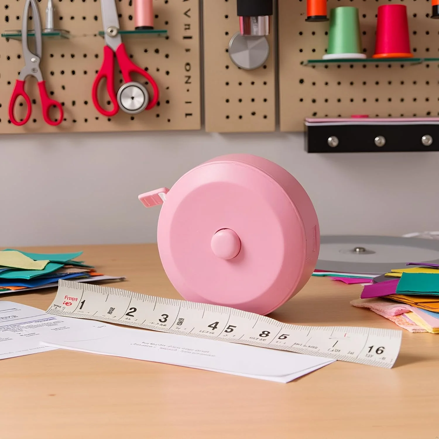 متر نواری صورتی 150 سانتی متری / 60 اینچی قابل حمل جمع شونده، ابزار اندازه گیری و طرح بندی