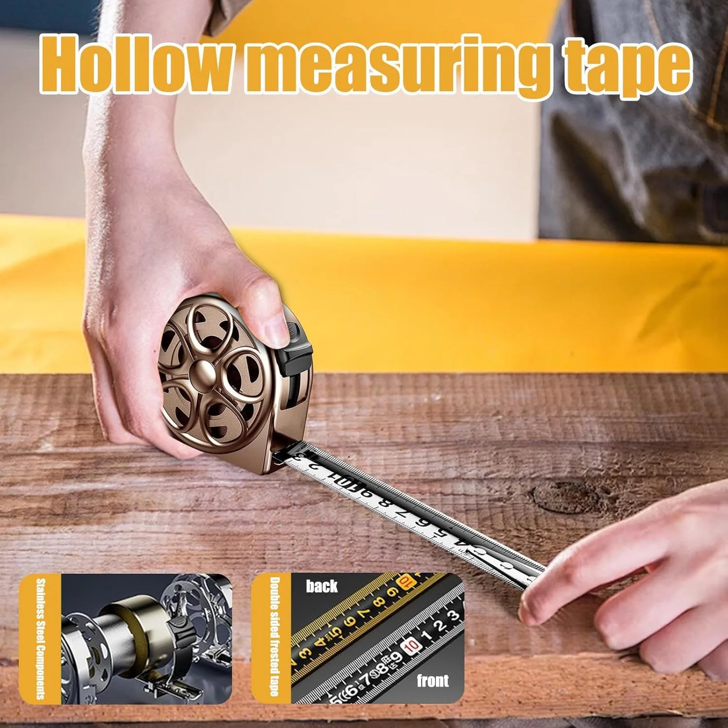 متر نواری استیل - متر اندازه گیری با طراحی توخالی و قفل فوری، خط کش خانگی ضد سقوط، ابزار اندازه گیری دستی برای ساخت و ساز، صنعت و نجاری