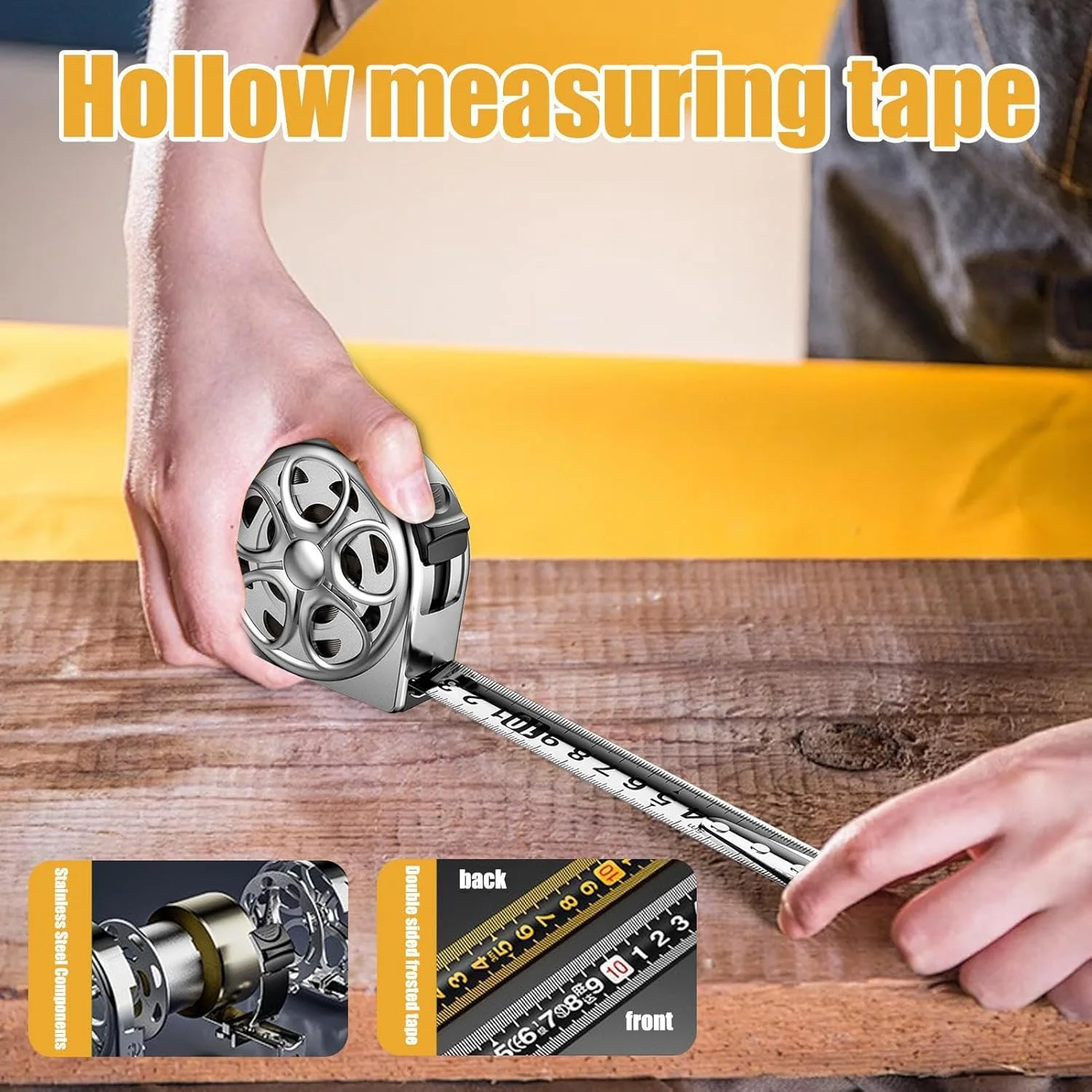 متر نواری استیل ضد زنگ، متر اندازه گیری فولادی جمع شونده ضد آب - ابزار اندازه گیری دستی با خوانایی آسان، لوازم جانبی خط کش برای مهندسی، کشاورزی، نجاری، فضای باز