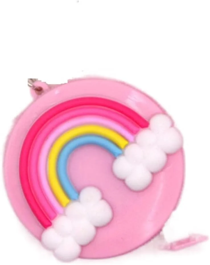 متر خیاطی کوچک و چند منظوره تلسکوپی با طرح رنگین کمانی صورتی