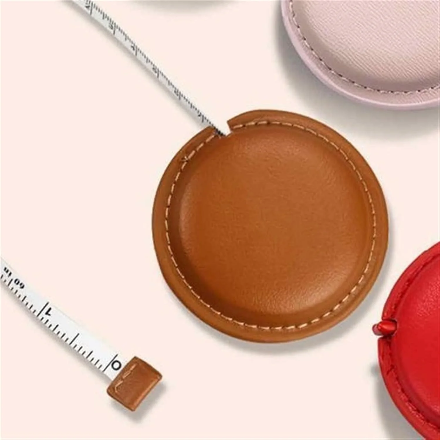 متر خیاطی جمع شونده VFNRESW با روکش چرمی، دو طرفه و انعطاف پذیر مناسب اندازه گیری پارچه و بدن (آبی تیره)