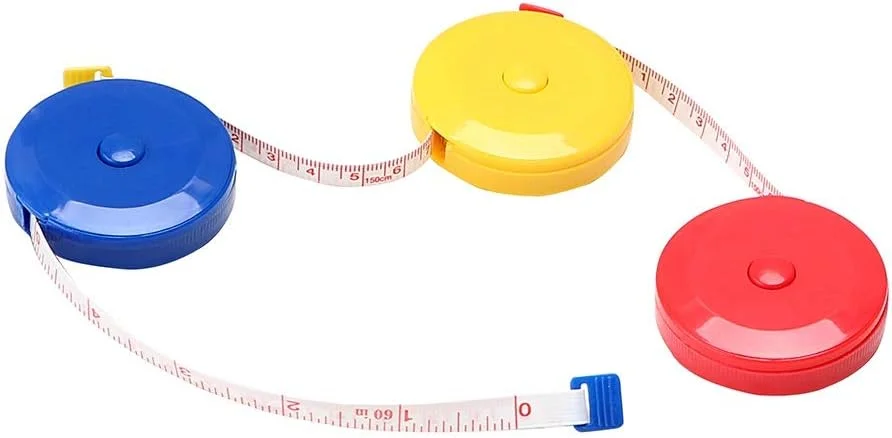 متر نواری YHUAEE، 2 عدد، 1.5 متری، متر نواری قابل حمل کوچک جمع شونده، ابزار اندازه گیری پلاستیکی