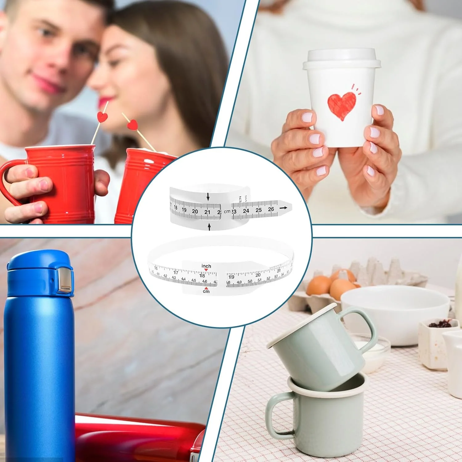 مجموعه 2 عددی خط کش اندازه گیری دور، ابزار اندازه گیری عرض لیوان، نوار اندازه گیری بدن برای اندازه گیری دقیق (2 نوع)