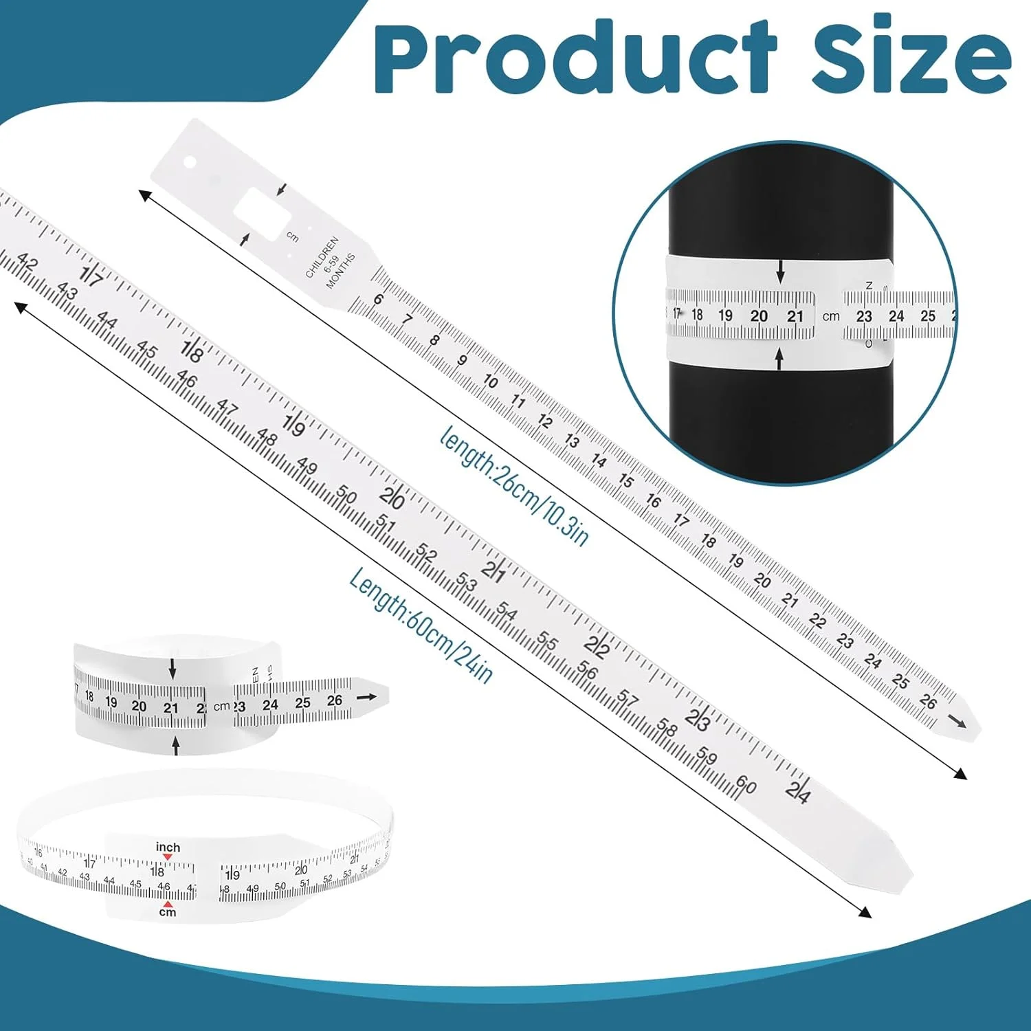 مجموعه 2 عددی خط کش اندازه گیری دور، ابزار اندازه گیری عرض لیوان، نوار اندازه گیری بدن برای اندازه گیری دقیق (2 نوع)