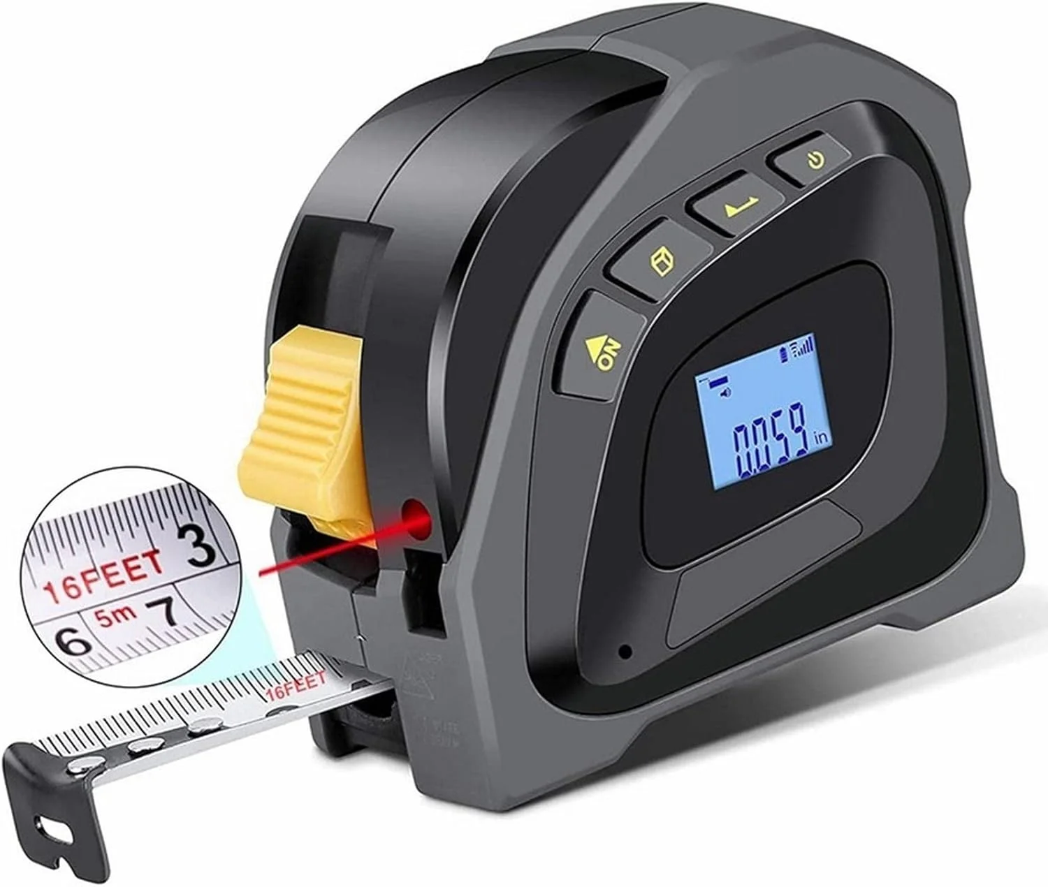 متر نواری 2 در 1، اندازه گیری نوار 16 فوت، صفحه نمایش دیجیتال LCD، قلاب مغناطیسی قابل جابجایی، مناسب برای دکوراسیون منزل و غیره