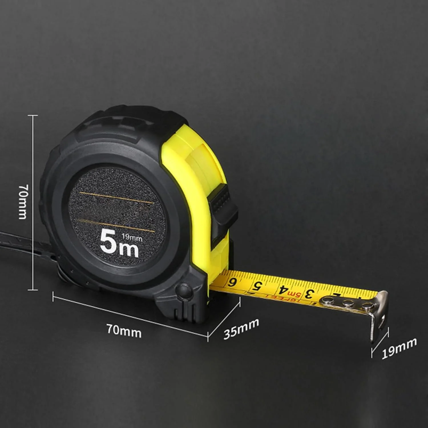 متر نواری فوچوکی 5 متری فولاد کربنی ضخیم شده با مقیاس دوگانه متریک اینچی برای مصارف صنعتی متر نواری فوچوکی 5 متری فولاد کربنی ضخیم شده با مقیاس دوگانه متریک اینچی برای مصارف صنعتی