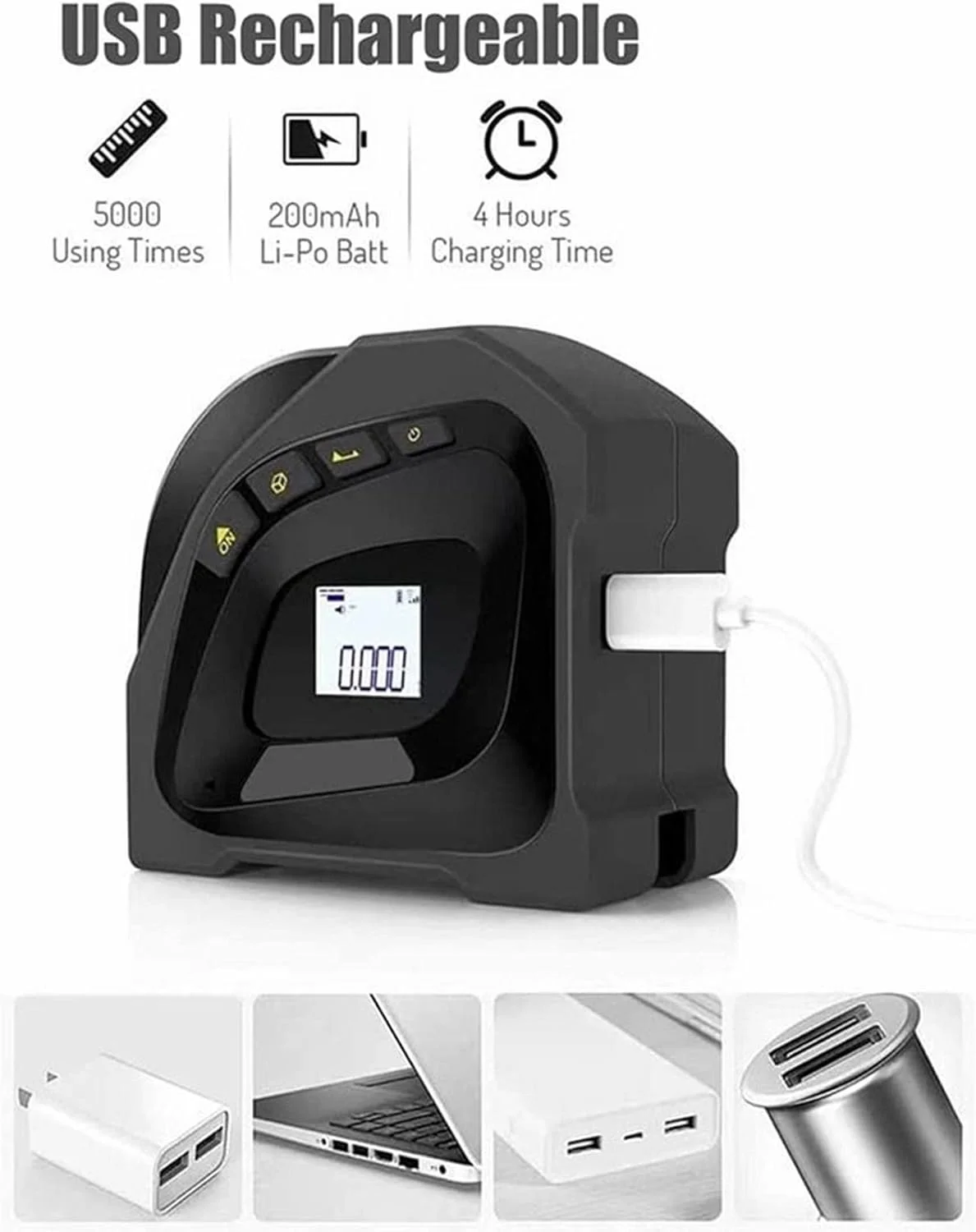 متر نواری 2 در 1، اندازه گیری نوار 16 فوت، صفحه نمایش دیجیتال LCD، قلاب مغناطیسی قابل جابجایی، مناسب برای دکوراسیون منزل و غیره