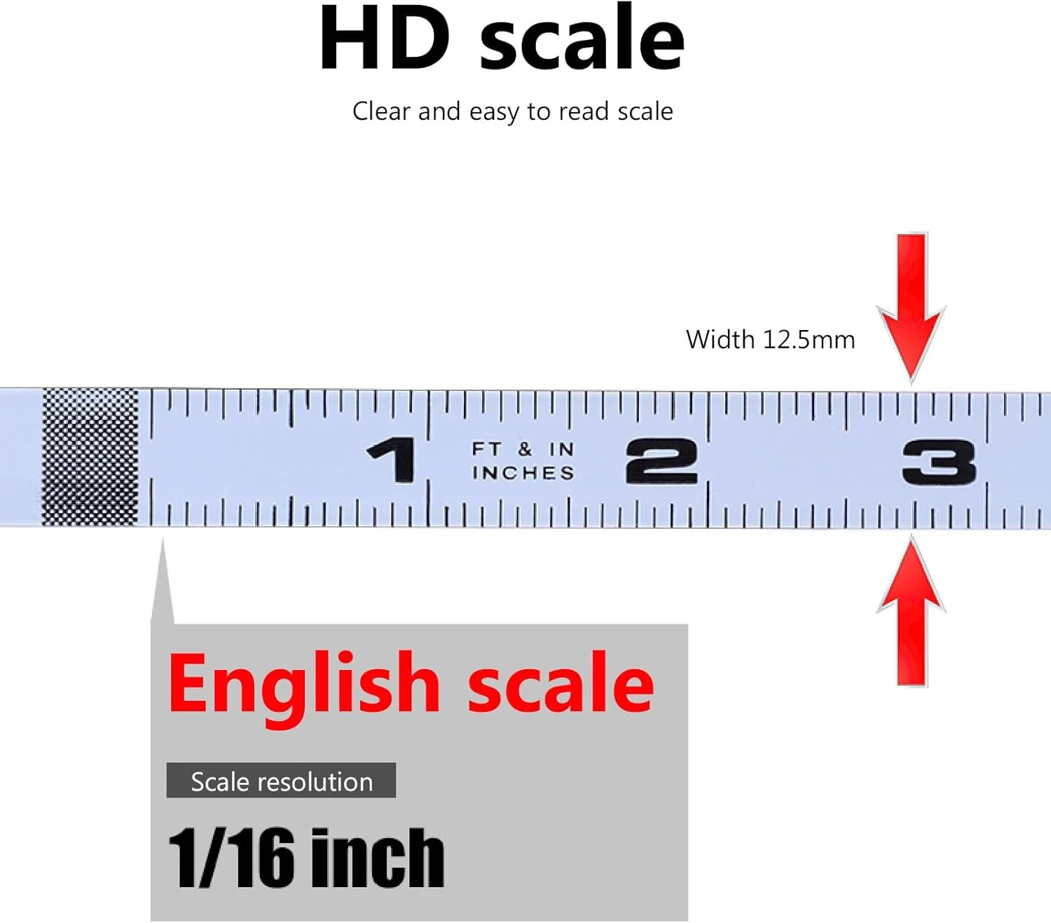 نوار اندازه گیری خود چسبنده Fafeicy فولاد کربنی با مقیاس اینچی معکوس راست به چپ برای میز کار، اره میزی و میز طراحی