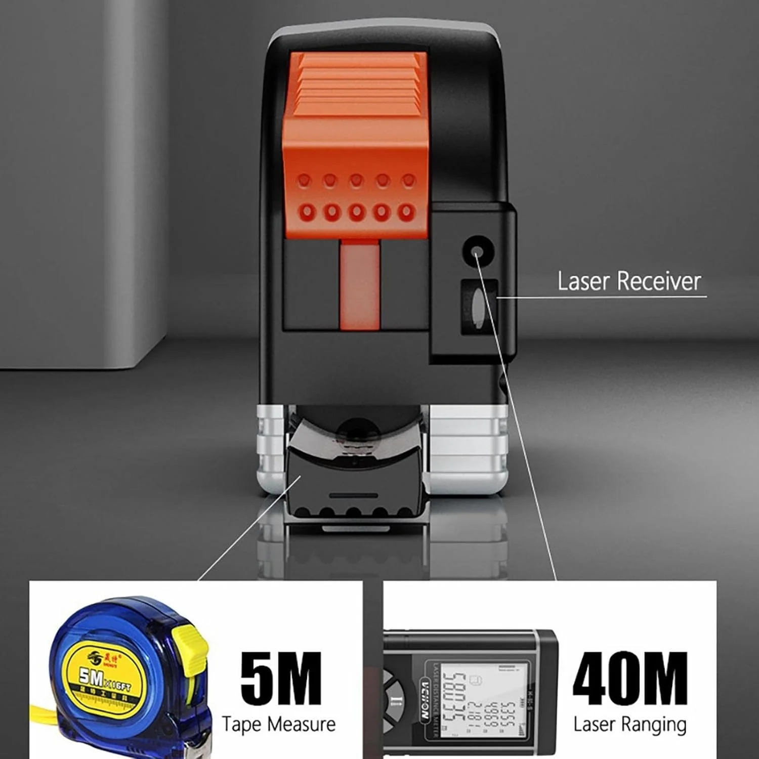 متر نواری لیزری با صفحه نمایش دیجیتال با دقت بالا، خط کش شمارنده الکترونیکی چند منظوره مادون قرمز متر نواری لیزری با صفحه نمایش دیجیتال با دقت بالا، خط کش شمارنده الکترونیکی چند منظوره مادون قرمز