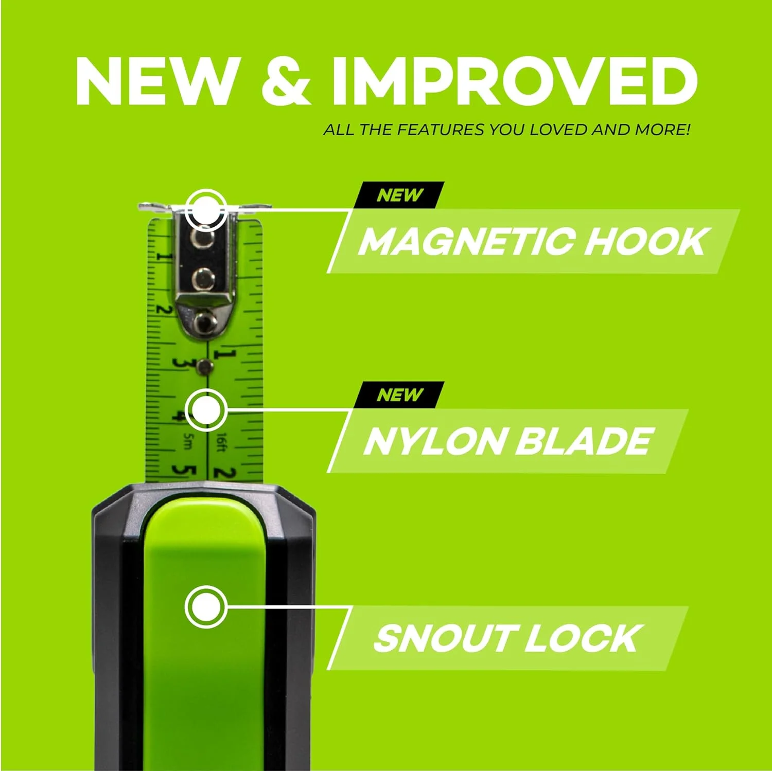 متر نواری دقیق GATORTAPE با قرائت از بالا، 4.8 متر در 2.5 سانتی متر (مقیاس بر حسب اینچ) | اندازه گیری های داخلی آسان و دقیق