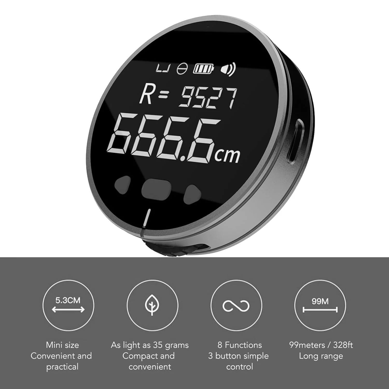 متر نواری دیجیتال الکترونیکی Yunir، ابزار اندازه گیری چرخشی قابل شارژ با صفحه نمایش LCD، 100 متر، همه کاره و با دقت بالا، برای کار، ساخت و ساز، بدن، خیاطی