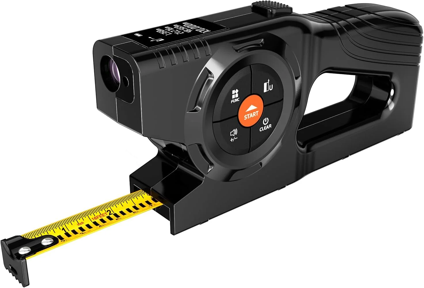 متر نواری دیجیتال 3 در 1، ابزار اندازه گیری لیزری 59 متری و متر نواری قفل خودکار با نمایشگر دیجیتال فوری و امتداد لیزر سبز، لیست اندازه گیری با حافظه