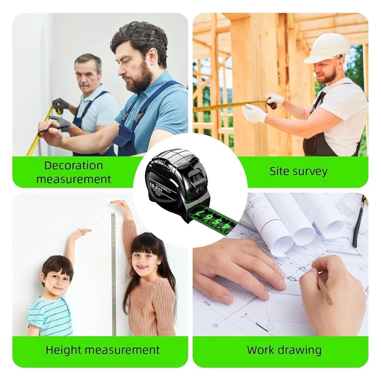 متر نواری، متر جمع شونده ضد آب، ابزار نجاری ضد آب، متر نواری مقیاس دو طرفه فلورسنت برای طراحی مصارف خانگی و صنعتی