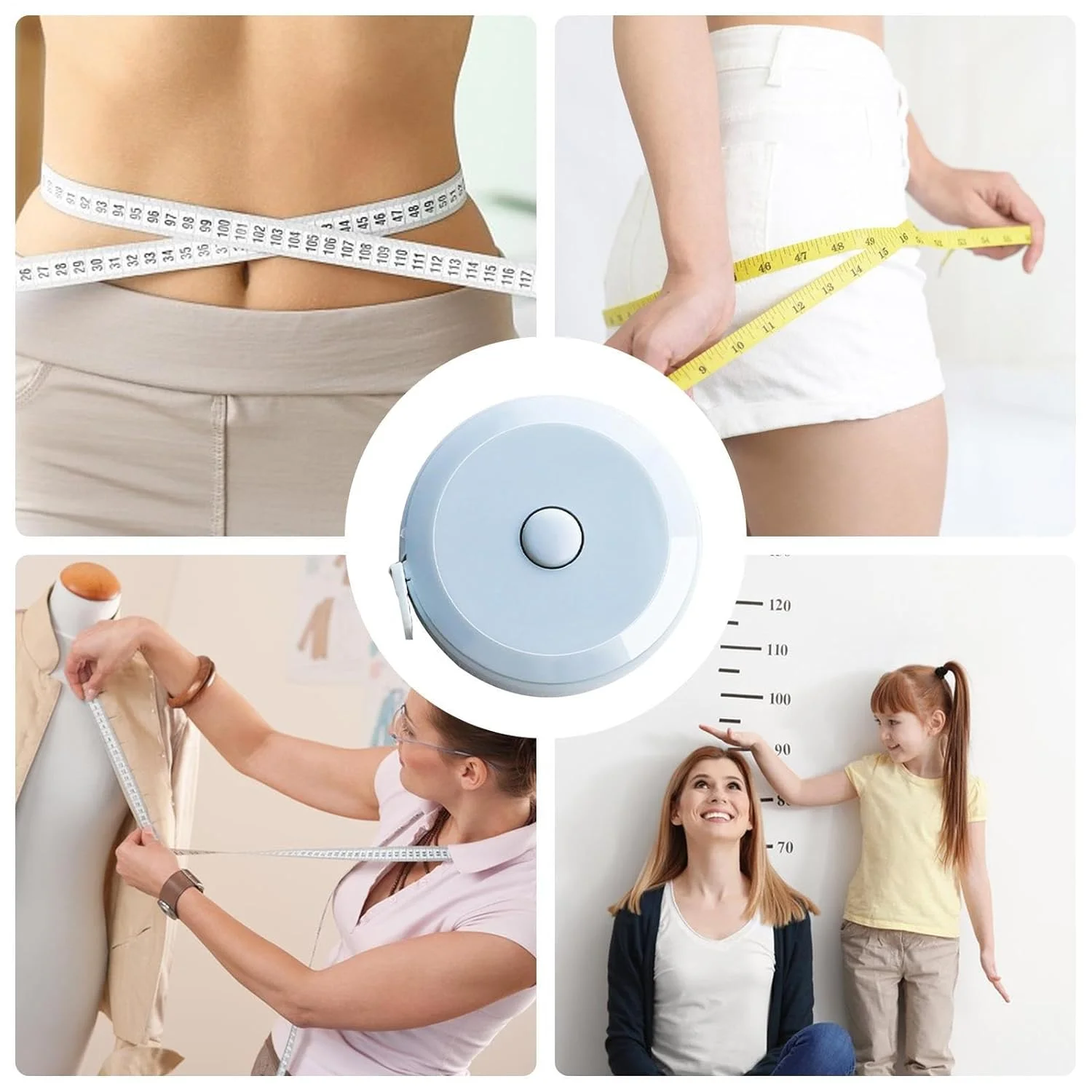 متر نواری جمع شونده برای اندازه گیری پارچه، خیاطی، بافندگی، اندازه گیری صنایع دستی، کاهش وزن، دکمه فشاری کوچک، خط کش دو مقیاسی متر نواری جمع شونده برای اندازه گیری پارچه، خیاطی، بافندگی، اندازه گیری صنایع دستی، کاهش وزن، دکمه فشاری کوچک، خط کش دو مقیاسی