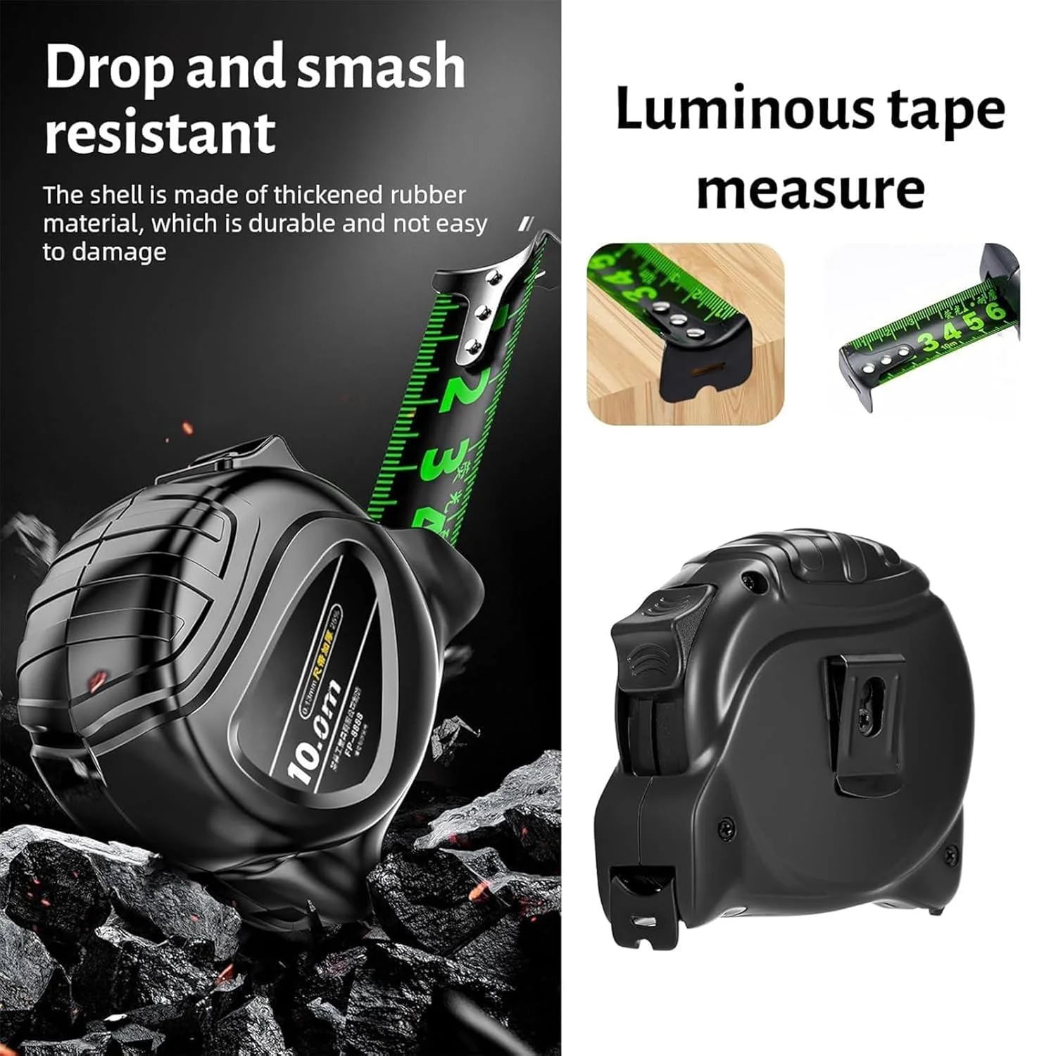 متر نواری، متر جمع شونده ضد آب، ابزار نجاری ضد آب، متر نواری مقیاس دو طرفه فلورسنت برای طراحی مصارف خانگی و صنعتی