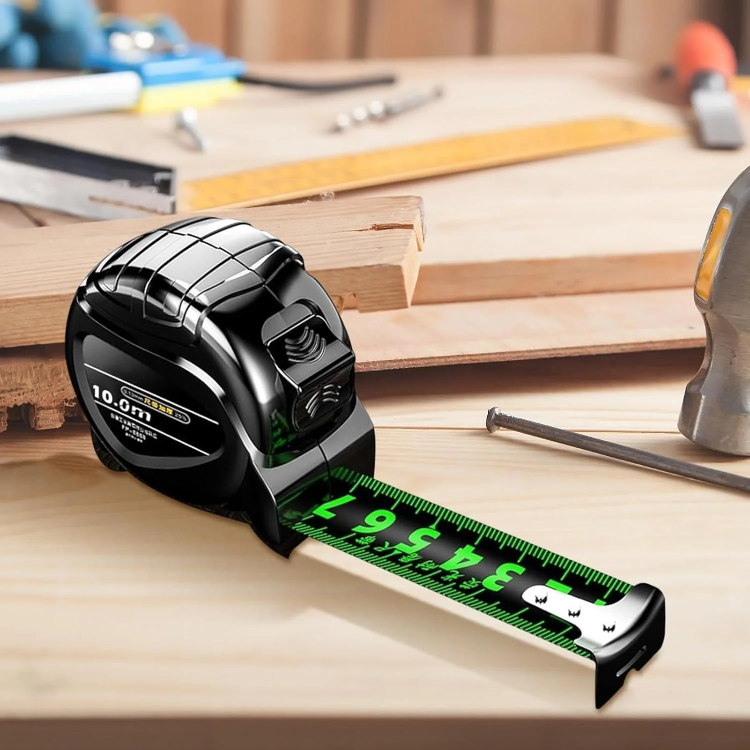 متر نواری، متر جمع شونده ضد آب - خط کش اندازه گیری دو طرفه قابل حمل فلورسنت ابزار نجاری برای ساخت و ساز روزانه کشاورزی