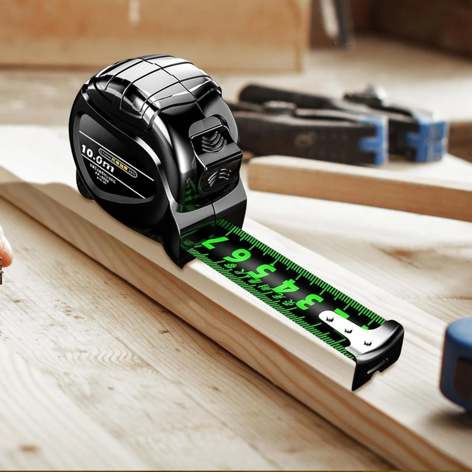 متر نواری، متر جمع شونده ضد آب - خط کش اندازه گیری دو طرفه قابل حمل فلورسنت ابزار نجاری برای ساخت و ساز روزانه کشاورزی