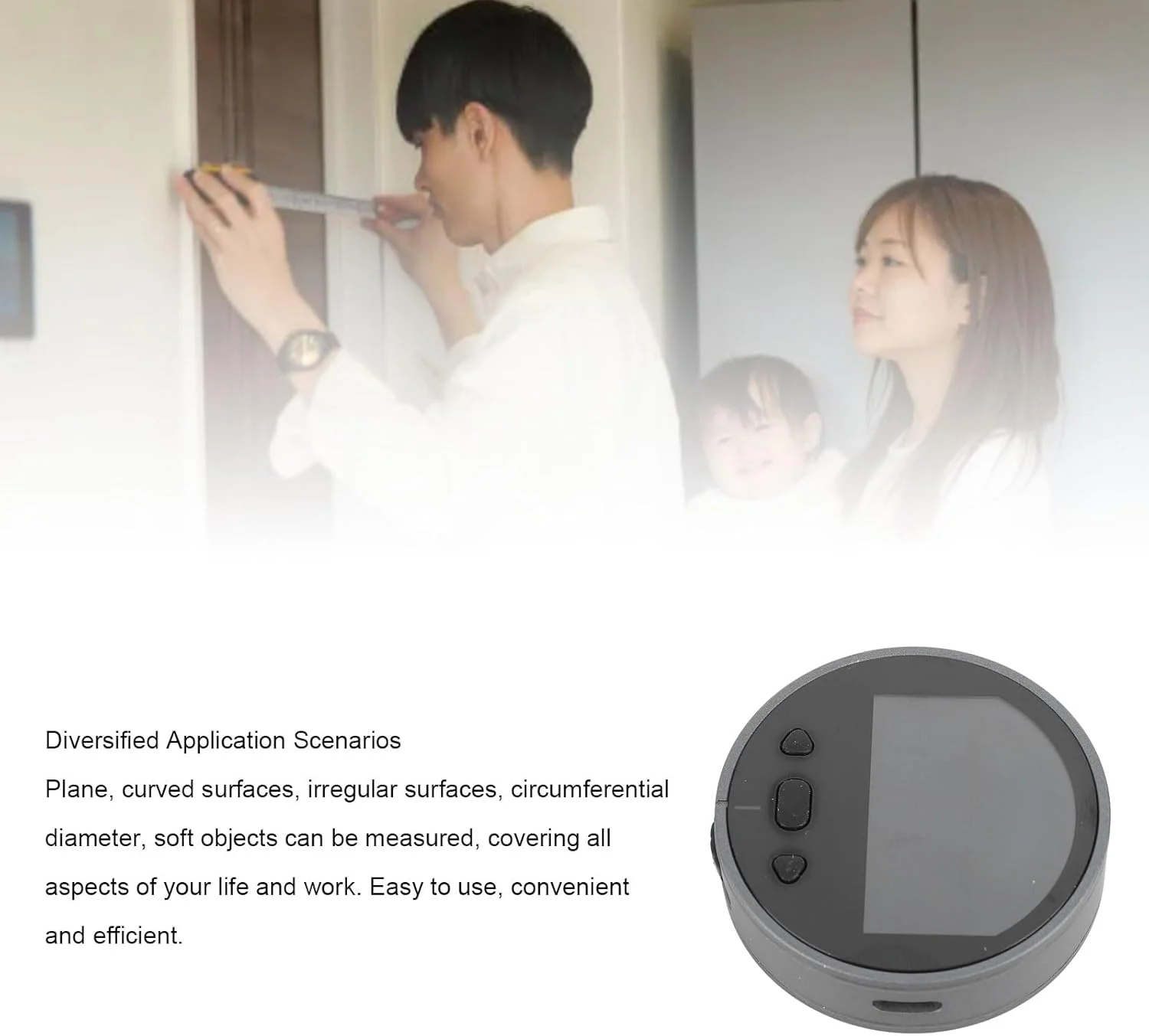 متر نواری الکترونیکی، ساخته شده از آلیاژ آلومینیوم، خط کش دیجیتال دقیق و قابل شارژ هوشمند برای اندازه گیری سطوح صاف، منحنی و قطر (دارای باتری داخلی) متر نواری الکترونیکی، ساخته شده از آلیاژ آلومینیوم، خط کش دیجیتال دقیق و قابل شارژ هوشمند برای اندازه گیری سطوح صاف، منحنی و قطر (دارای باتری داخلی)